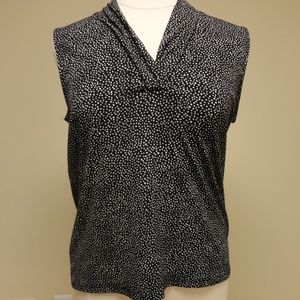 Ann Klein sleeveless black & white polka dot top